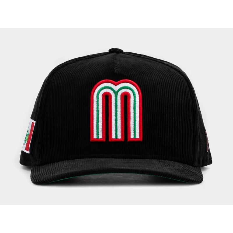 Exclusive Mexico Curve Corduroy 950AF Snapback Mens Hat (Black/Green)