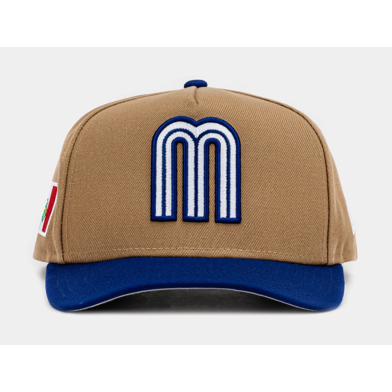 Exclusive Mexico Curve Khaki 950AF Snapback Mens Hat (Khaki/Blue)