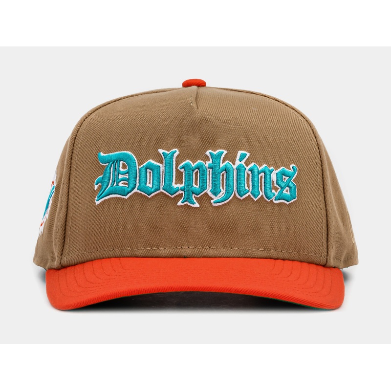 Exclusive Miami Dolphin Khaki 950AF Snapback Mens Hat (Khaki/Orange/Blue)