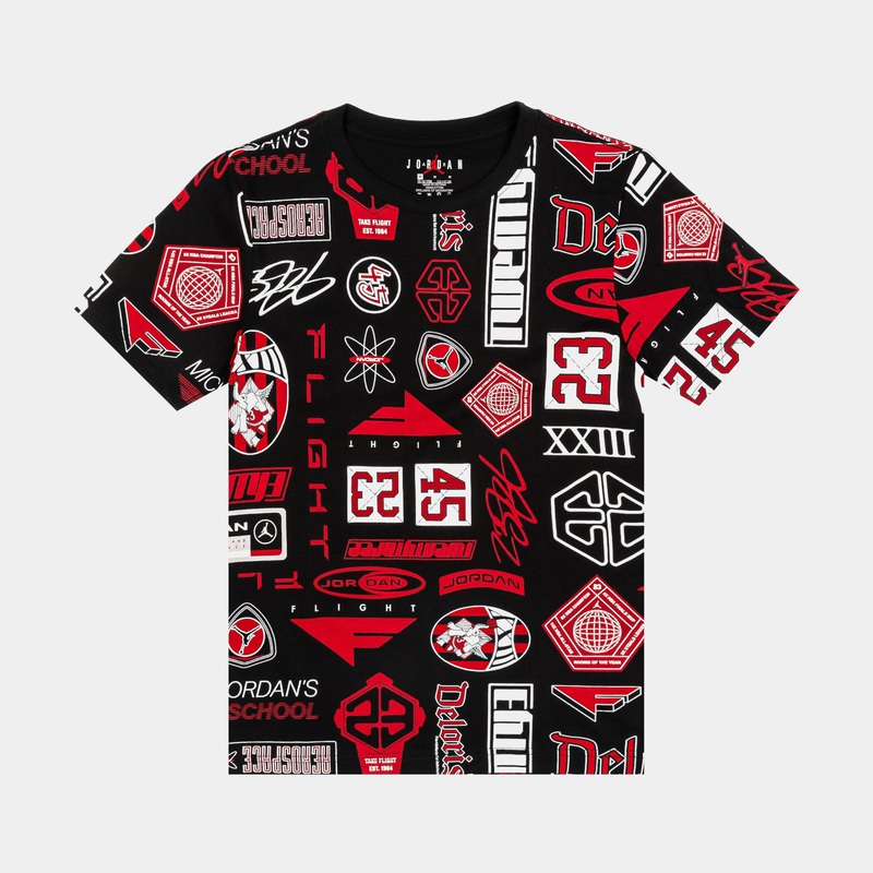 Flight Essentials Grade School Short Sleeve Shirt (Black/Red)