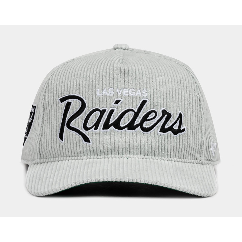 Las Vegas Raiders Corduroy Snapback Mens Hat (Grey/White/Black)