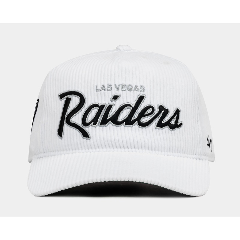 Las Vegas Raiders Patch Corduroy Snapback Mens Hat (White/Black)