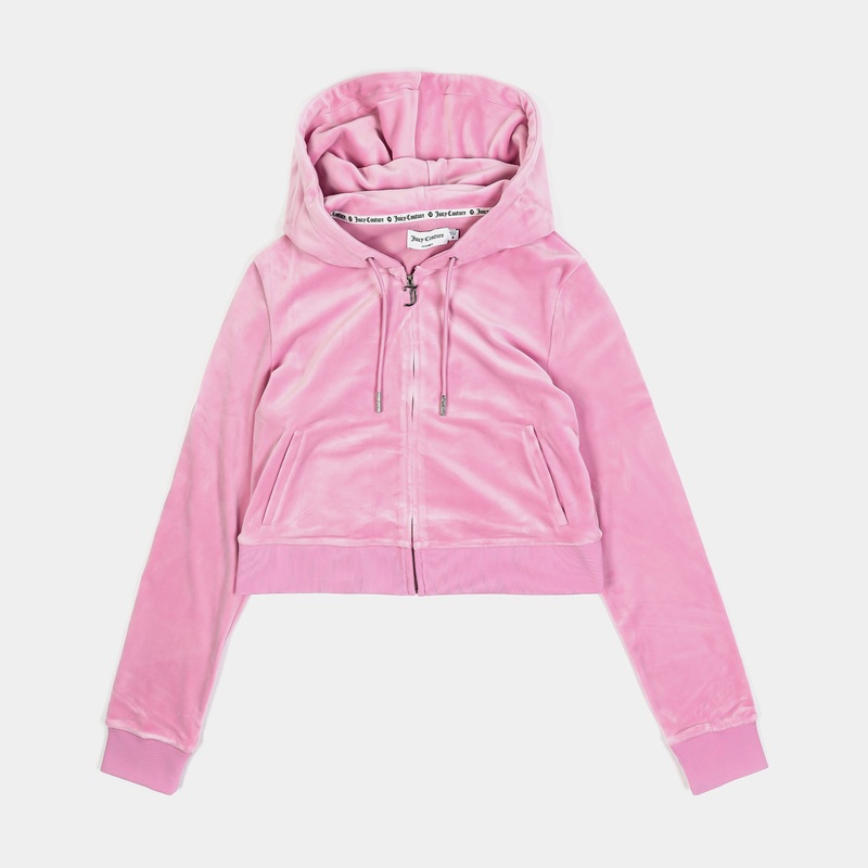 OG Bling Velour Full Zip Womens Hoodie (Rose)