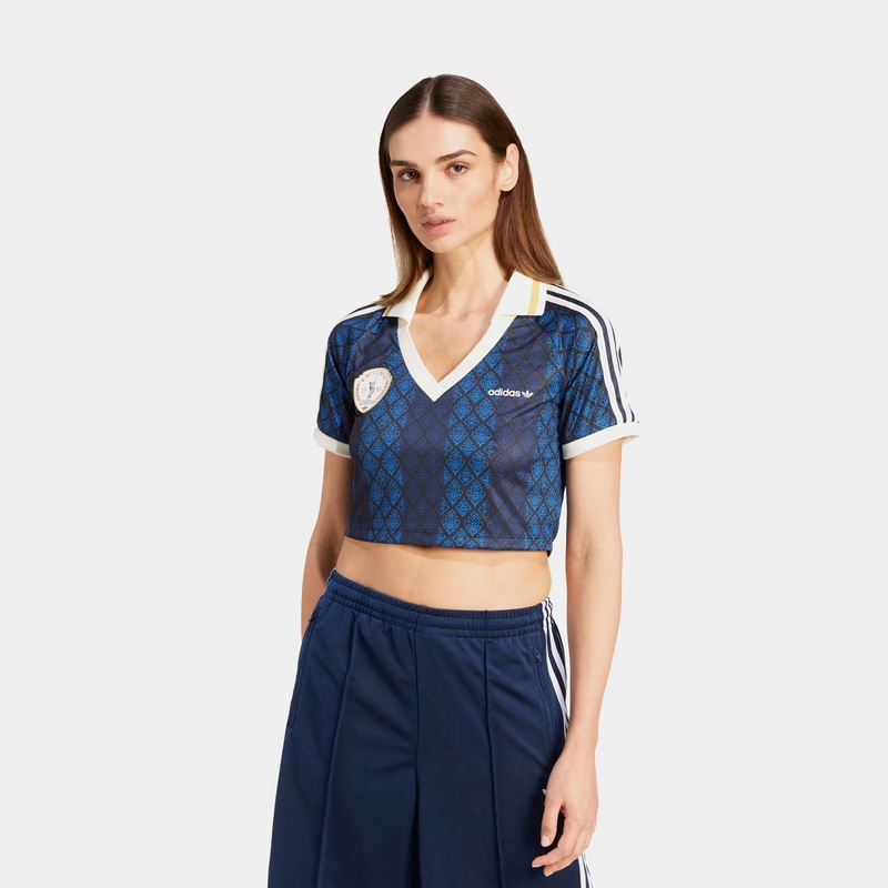 Originals Retro Crop Polo Womens Short Sleeve Shirt (Black/Night Indigo)