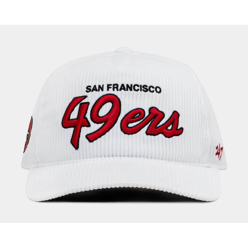 San Francisco 49ers Corduroy Snapback Mens Hat (White/Red)