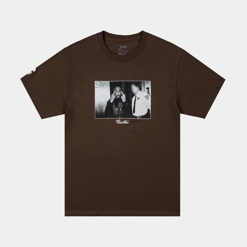 Tupac Icon Mens Short Sleeve Shirt (Brown/White)