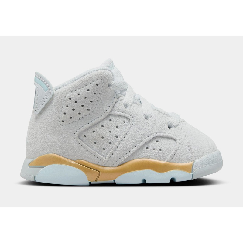 Air Jordan 6 Retro Pearl Infant Toddler Lifestyle Shoes (Pure Platinum/Glacier Blue/Metallic Gold)