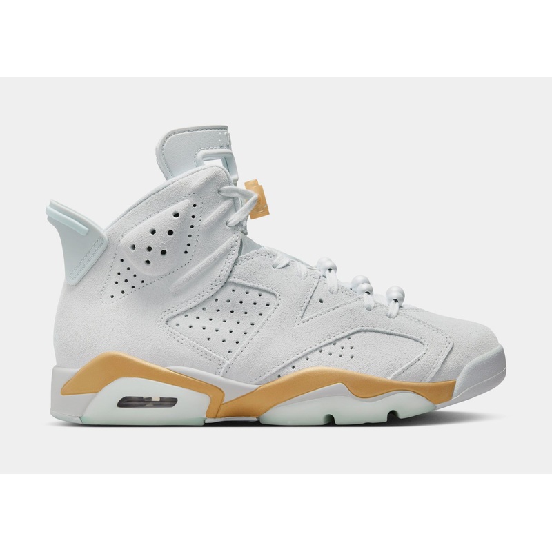 Air Jordan 6 Retro Pearl Womens Lifestyle Shoes (Pure Platinum/Glacier Blue/Metallic Gold)