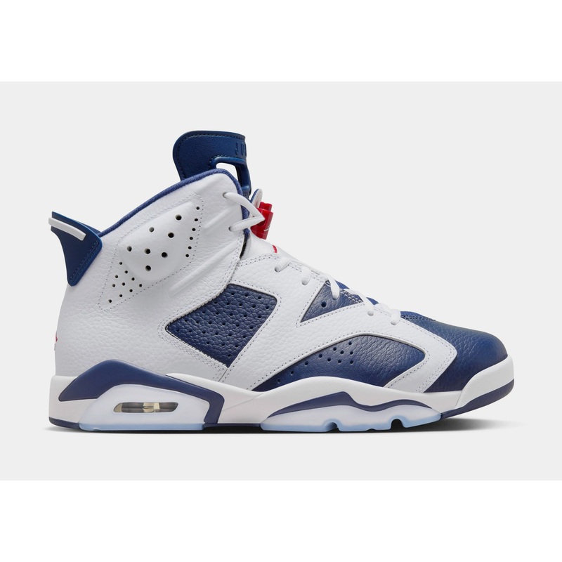 Air Jordan 6 Retro White and Midnight Navy Mens Lifestyle Shoes (White/Varsity Red/Midnight Navy)