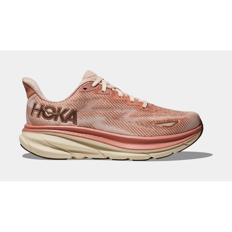 Clifton 9 Womens Running Shoes (Sandstone/Cream)