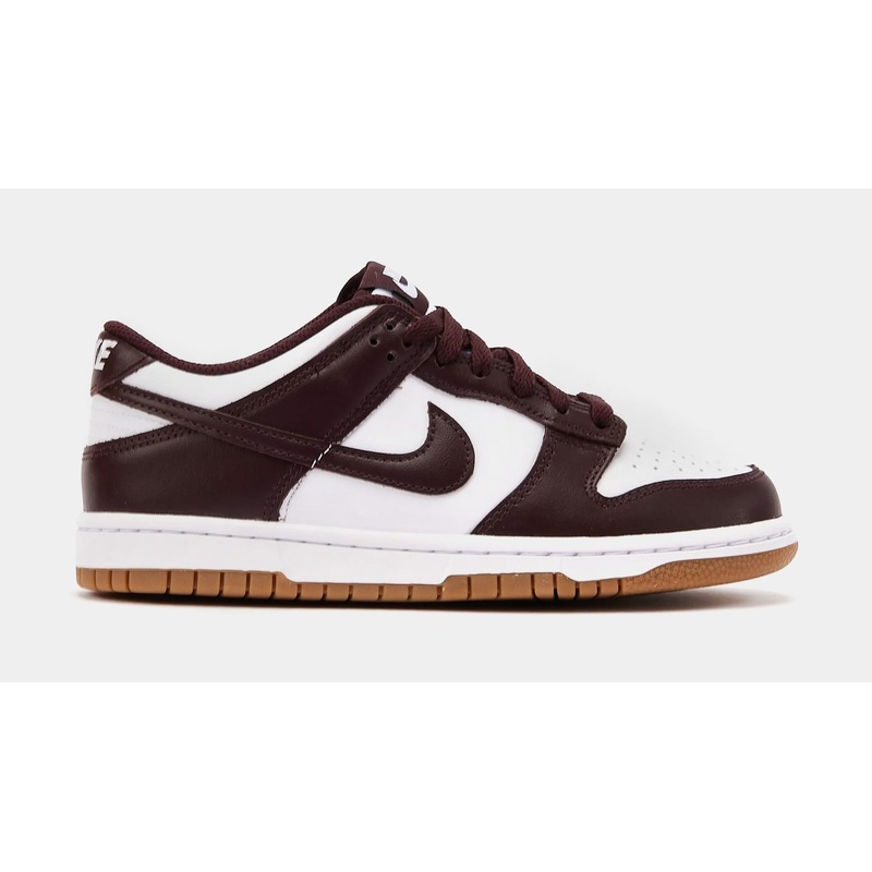Dunk Low Grade School Lifestyle Shoes (White/Burgundy Crush/Coffee Brown)
