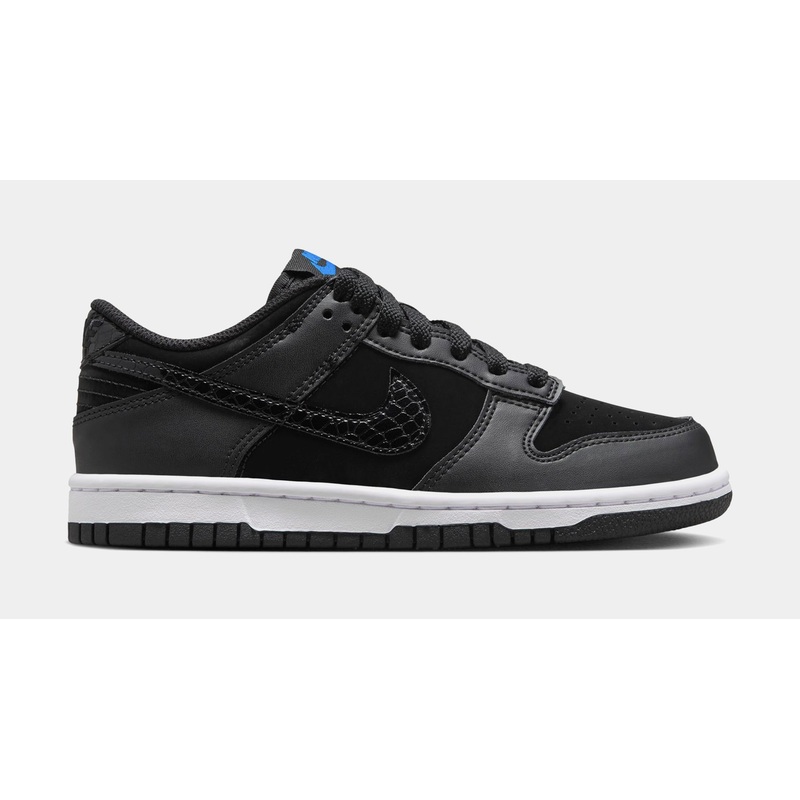 Dunk Low SE Black Croc Swoosh Grade School Lifestyle Shoes (Black/White/Game Royal)
