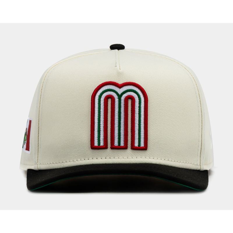 Exclusive Mexico Curve Beige 950AF Snapback Mens Hat (Beige/Red)