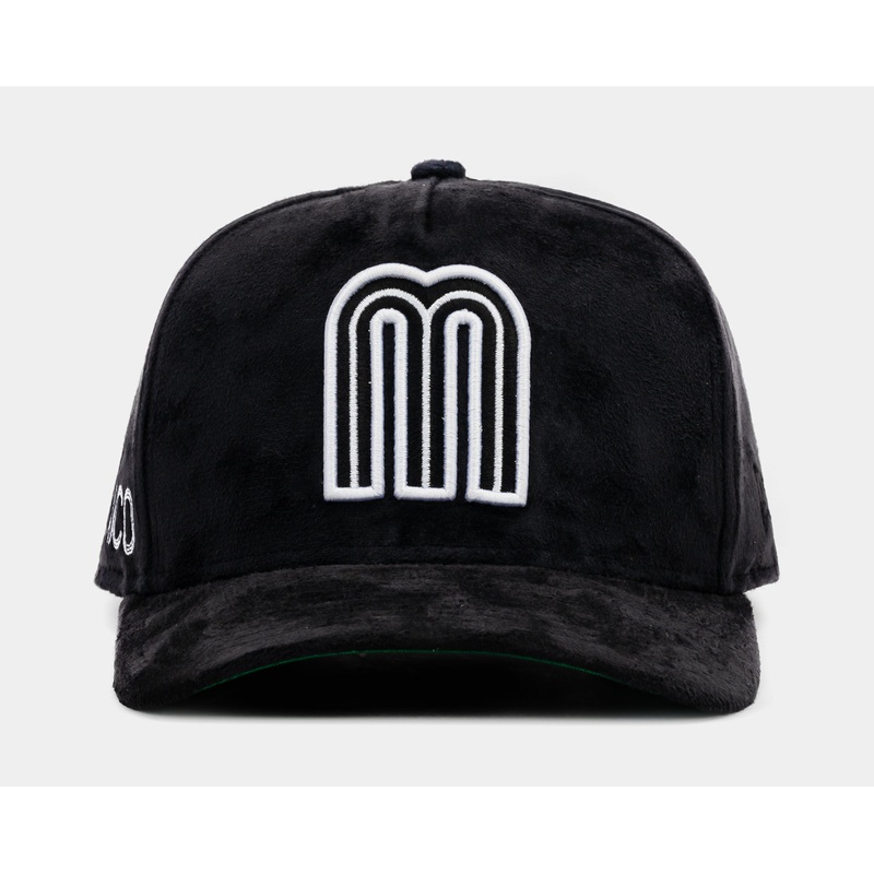 Exclusive Mexico Curve Black Suede 950AF Snapback Mens Hat (Black)