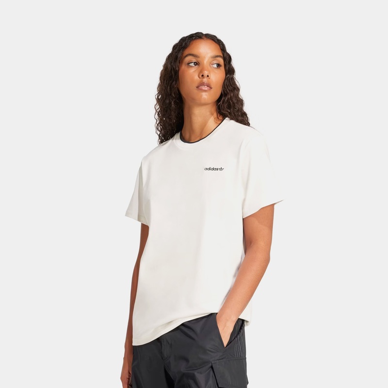 Graphic Sports 3 Stripes Womens Short Sleeve Shirt (Cloud White)