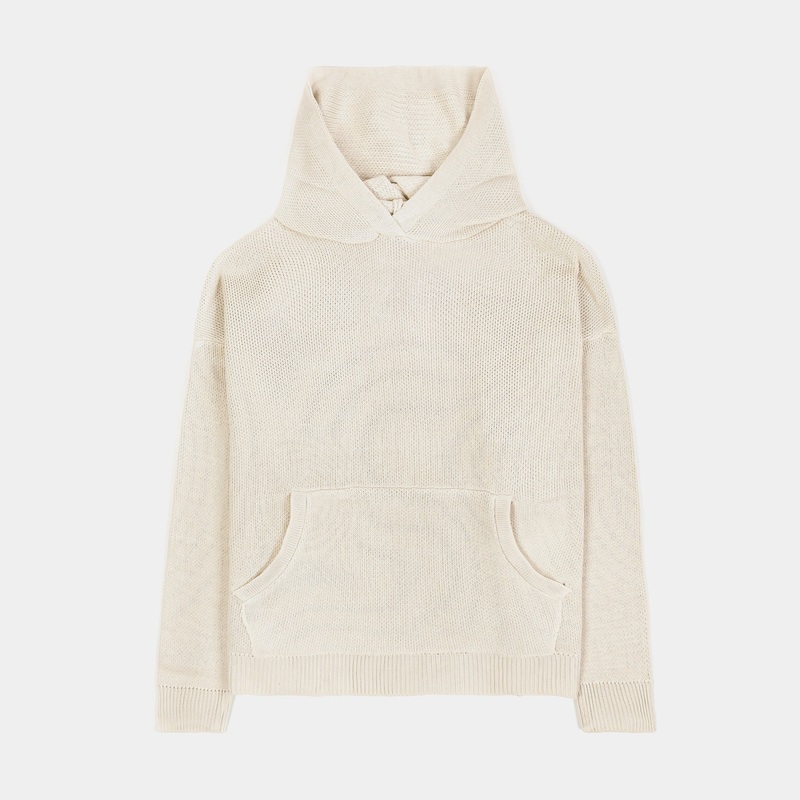 Knitted Pullover Womens Hoodie (Oat)