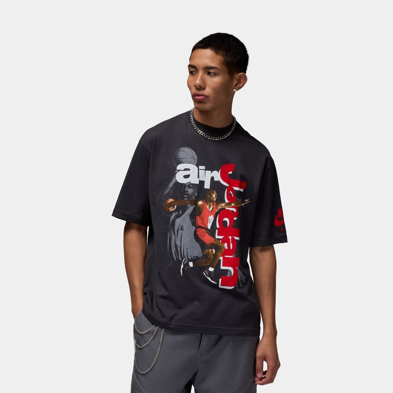 MJ Statement 1985 Mens Short Sleeve Shirt (Black/Red)