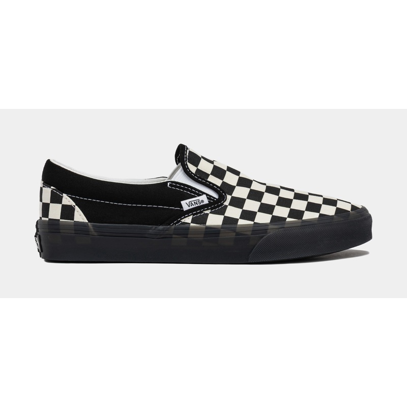 Slip On Checkered Mens Lifestyle Shoes (Black/White)