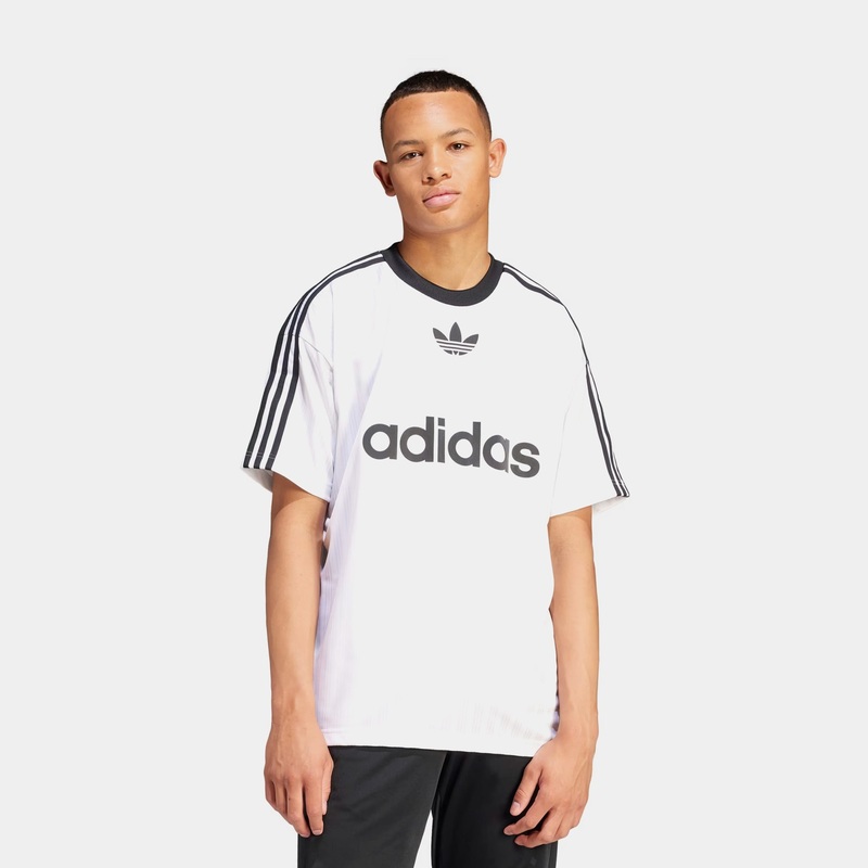 Adicolor Poly Mens Short Sleeve Shirt (White/Black)