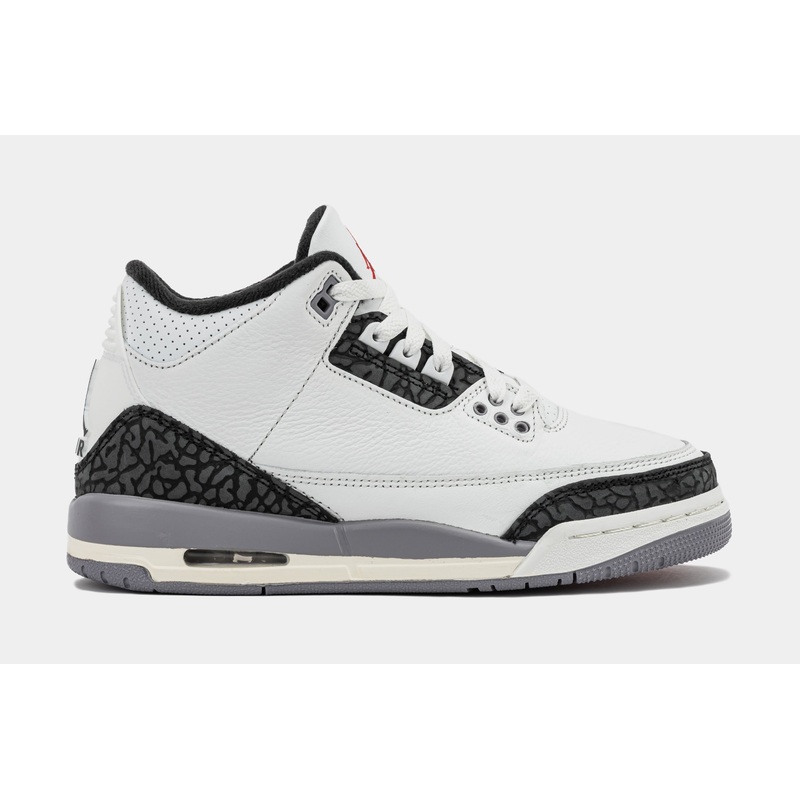 Air Jordan 3 Retro Cement Grey Grade School Lifestyle Shoes (Summit White/Cement Grey/Black/Fire Red) Free Shipping
