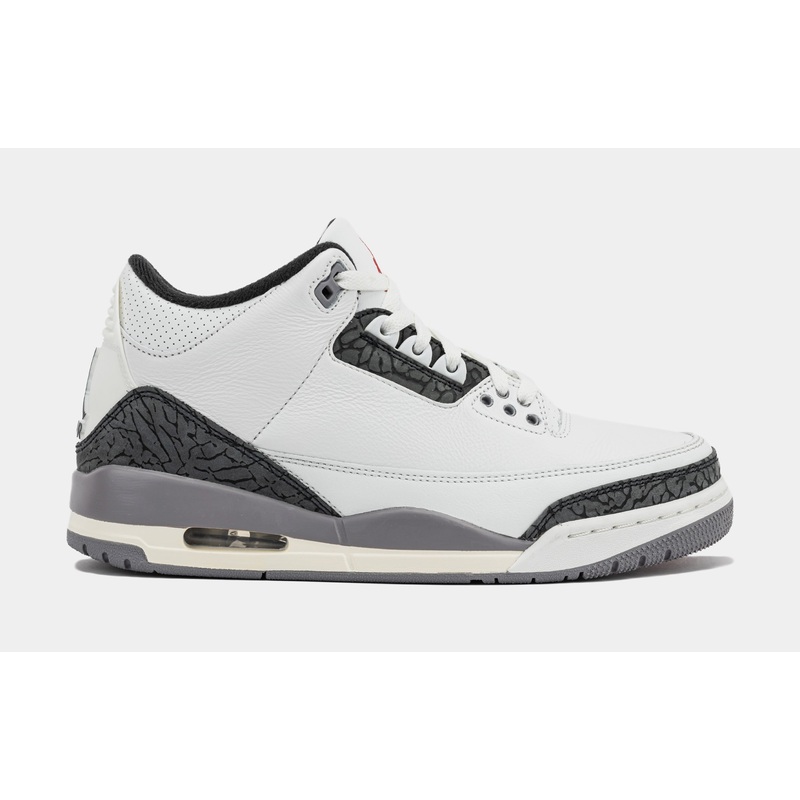 Air Jordan 3 Retro Cement Grey Mens Lifestyle Shoes (Summit White/Fire Red/Cement Grey/Black)