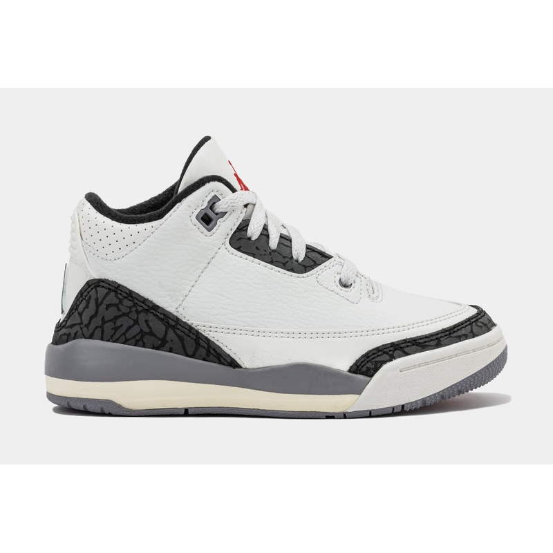 Air Jordan 3 Retro Cement Grey Preschool Lifestyle Shoes (Summit White/Fire Red/Cement Grey/Black) Free Shipping