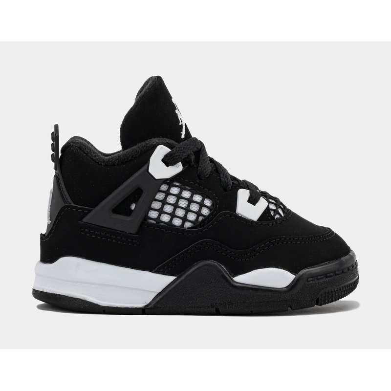 Air Jordan 4 Retro White Thunder Infant Toddler Lifestyle Shoes (Black/White/Black)