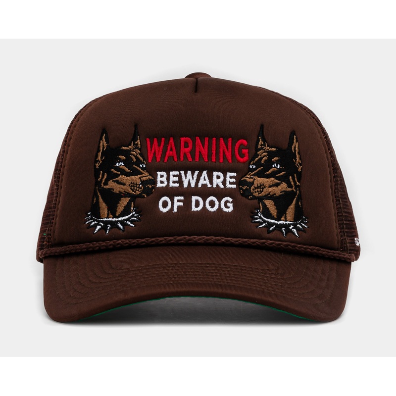Beware Of Dog Trucker Mens Hat (Brown/Black)