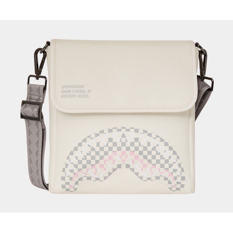 Checkered Messenger Sling Mens Bag (Cream/Grey)
