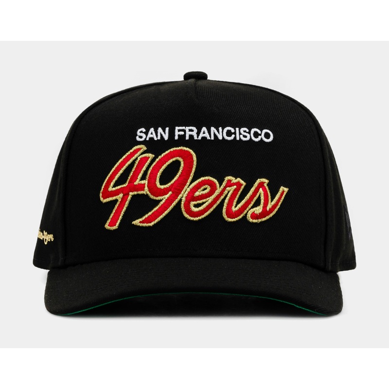 Exclusive San Francisco 49ers Bold Script 950AF Snapback Mens Hat (Black/Red/Gold)