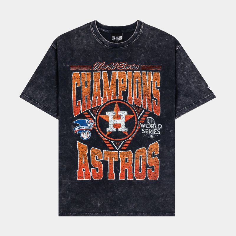 Houston Astros World Series Champions Mens Short Sleeve Shirt (Navy/Orange)