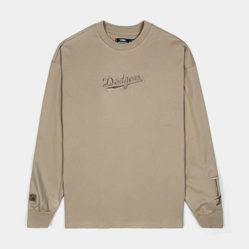 Los Angeles Dodgers Wingspan Mens Long Sleeve Shirt (Beige)