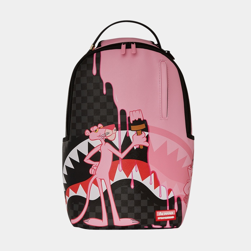 Pink Panther Half Painted Mens Backpack (Pink/Black)