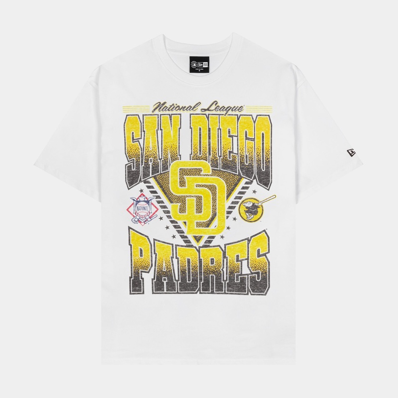 San Diego Padres MLB National League Mens Short Sleeve Shirt (White/Yellow)