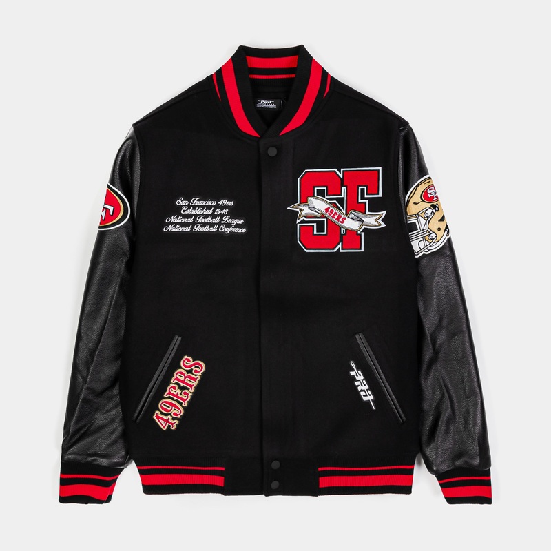 San Francisco 49ers 1946 Varsity Mens Jacket (Black/Red)