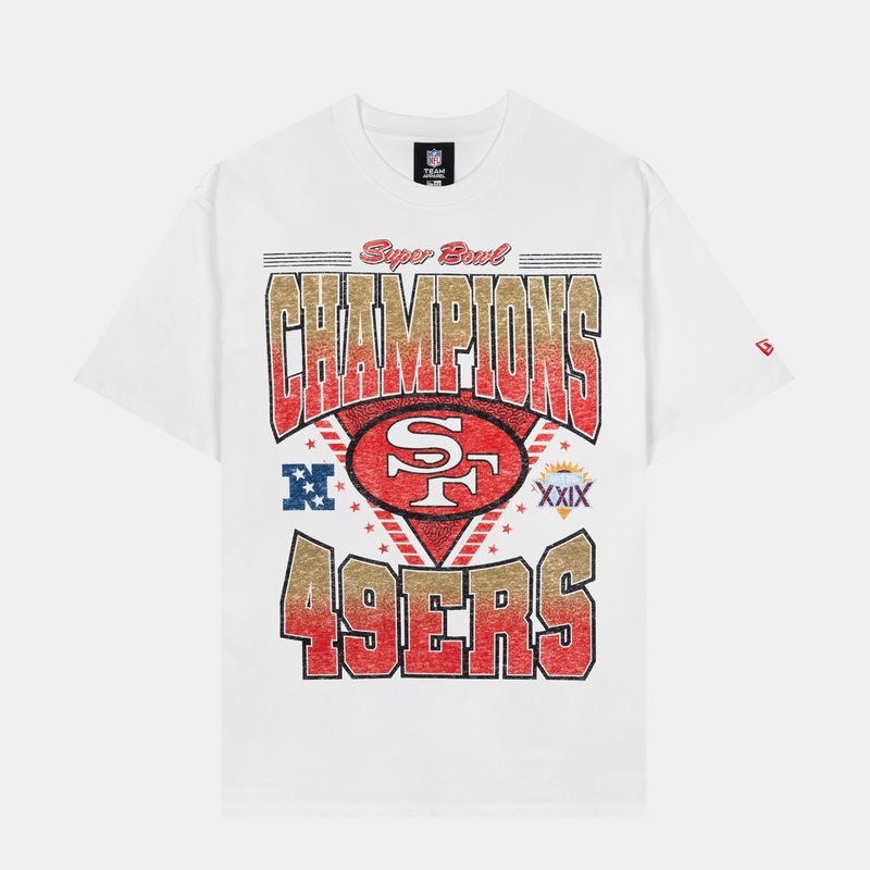 San Francisco 49ers Super Bowl Champions Mens Short Sleeve Shirt (White/Red)