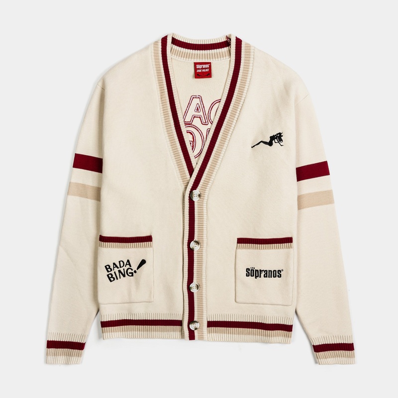 SP x Sopranos Bada Bing Mens Cardigan (Cream/Red)