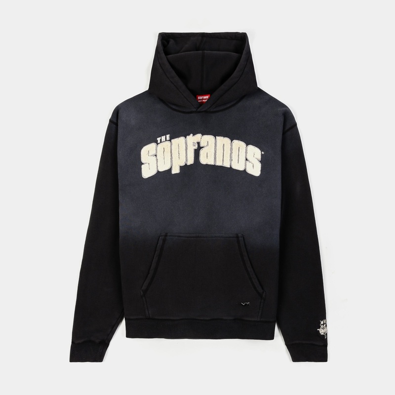 SP x Sopranos Logo Washed Pullover Mens Hoodie (Black/Cream)