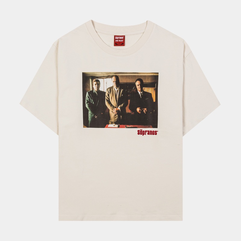 SP x Sopranos Scene Mens Short Sleeve Shirt (Beige/Brown)