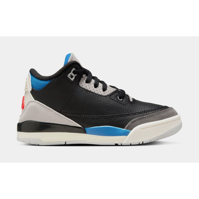Air Jordan 3 Retro OG Rare Air Preschool Lifestyle Shoes (Black/Chile Red/Neutral Grey/Military Blue/Coconut Milk) Free Shipping