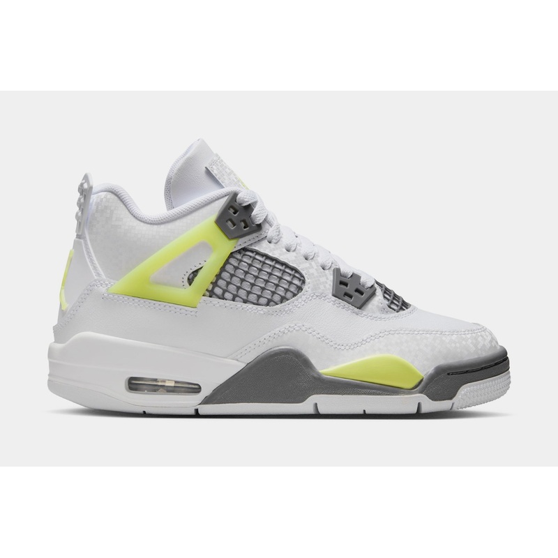 Air Jordan 4 Retro Light Lemon Twist Grade School Lifestyle Shoes (White/Light Lemon Twist/Light Graphite) Free Shipping
