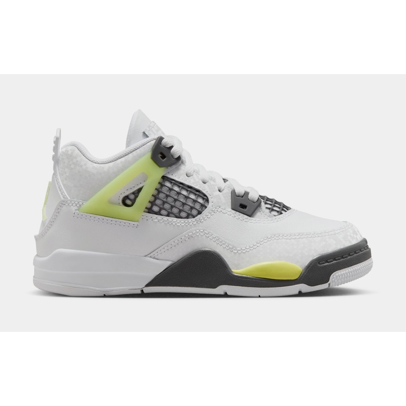 Air Jordan 4 Retro Light Lemon Twist Preschool Lifestyle Shoes (White/Light Lemon Twist/Light Graphite) Free Shipping