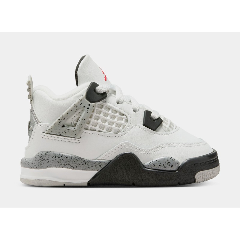 Air Jordan 4 Retro White Cement Infant Toddler Lifestyle Shoes (Summit White/Fire Red/Cement Grey/Black)