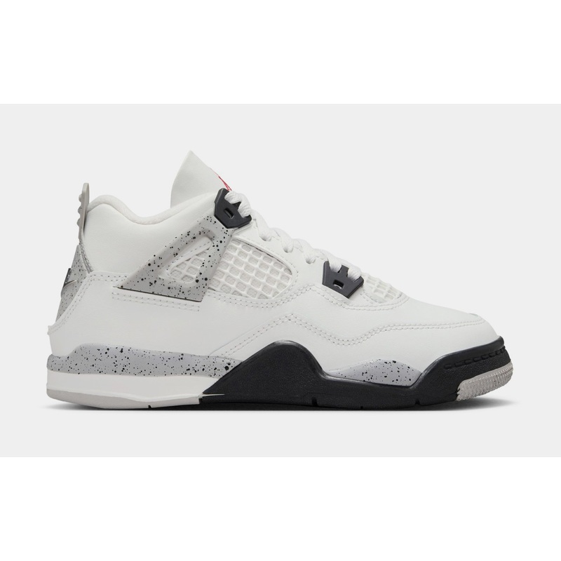 Air Jordan 4 Retro White Cement Preschool Lifestyle Shoes (Summit White/Fire Red/Cement Grey/Black)