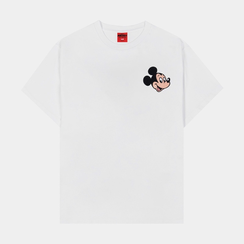 Disney Mickey and Friends By  Disney Characters Mens Short Sleeve Shirt (White/Red)