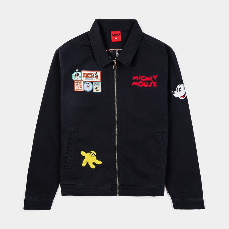 Disney Mickey and Friends By  Disney Denim Mens Jacket (Black/Red)