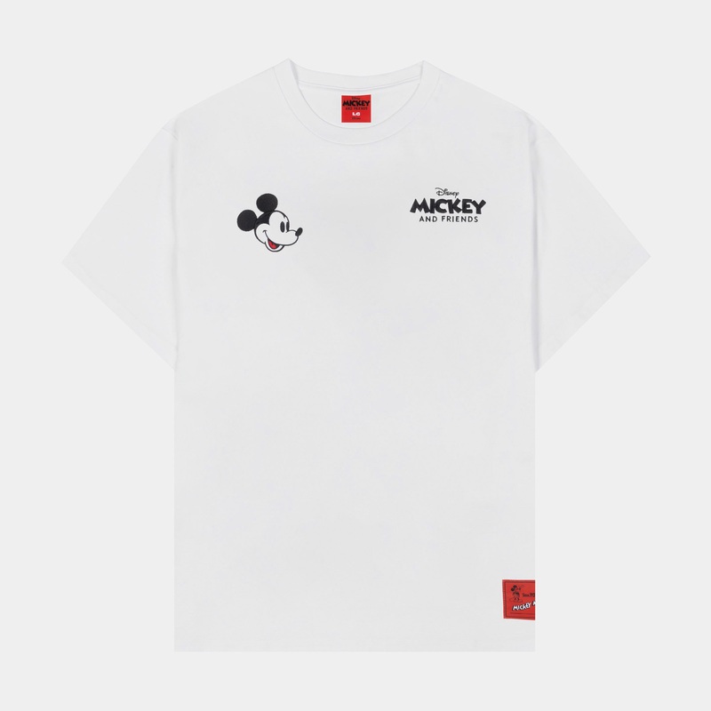 Disney Mickey and Friends By  Disney Mens Short Sleeve Shirt (White/Black)