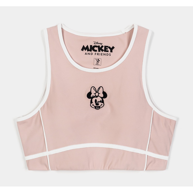 Disney Mickey and Friends By  Minnie Mouse Sports Bra Womens Top (Pink/Cream)