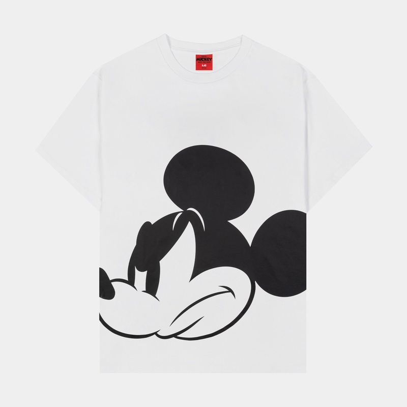 Disney Mickey and Friends By  The Mouse Mens Short Sleeve Shirt (White/Red)