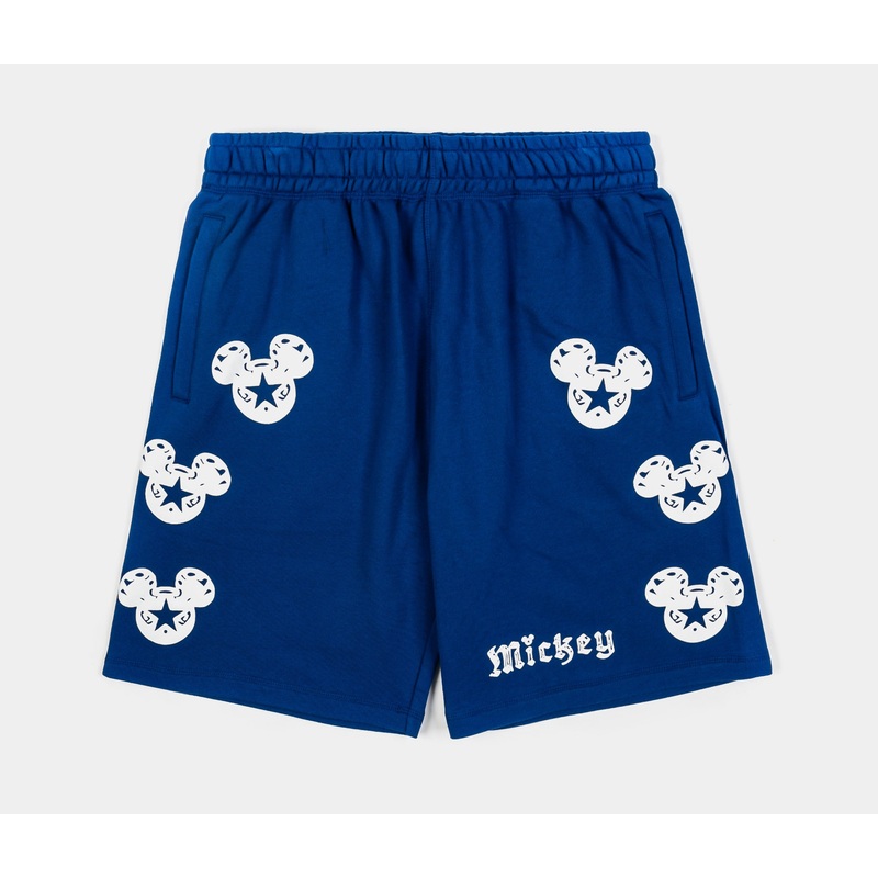 Disney Mickey Mouse Real Life By  Star Long Fleece Mens Shorts (Blue/White)